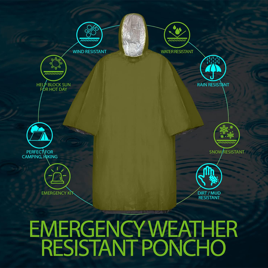 3/5-Pack Emergency Poncho Set  - Emergency Poncho Rain review and price